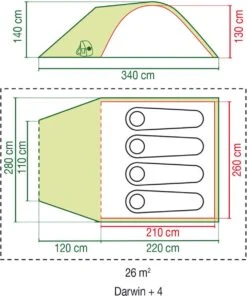 Coleman Darwin 4 Plus Koepeltent - 4-Persoons - Groen -Buitenkampeeruitrusting 1003x1200