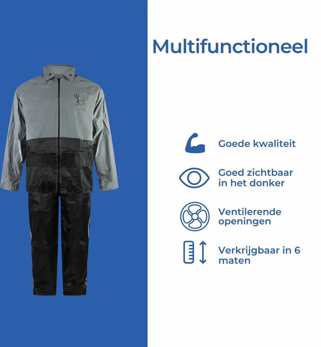 C-Line Regenpak Met Capuchon - Reflecterende Jas - Nieuw Model - Volwassen Maat XL 8 C-Line Regenpak Met Capuchon - Reflecterende Jas - Nieuw Model - Volwassen Maat XL - Afbeelding 6