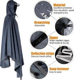 Anyoo Waterdichte Fietsponcho Fiets Regenjas Jas Capes Lichtgewicht Compact Herbruikbaar Voor Jongens Mannen Vrouwen Volwassenen -Buitenkampeeruitrusting 1121x1200 2