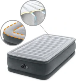 Intex Luchtbed - 1-Persoons - 99 X 191 X 46 Cm - Grijs - Met Ingebouwde Pomp, Hoeslaken Zwart En Reparatieset -Buitenkampeeruitrusting 1133x1200 4