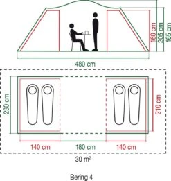 Coleman Bering 4 Vis-a-Vis Tent - Familietent - 4-Persoons - Groen -Buitenkampeeruitrusting 1136x1200 1