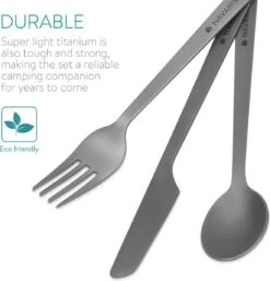 Navaris Campingbestek Van Titanium - Set Met Vork, Mes En Lepel - Bestekset Voor Onderweg En Op Reis - Inclusief Karabijnhaak En Bewaarzakje -Buitenkampeeruitrusting 1152x1200 2