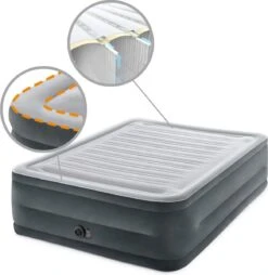 Intex Luchtbed - 2-Persoons - 152 X 203 X 33 Cm - Grijs - Met Ingebouwde Pomp, Hoeslaken Wit En Reparatieset -Buitenkampeeruitrusting 1166x1200 3