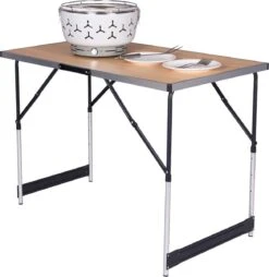 Kamyra® Campingtafel Inklapbaar - Kampeertafel, Partytafel - Opvouwbaar, Lichtgewicht & In Hoogte Verstelbaar - Aluminium/Hout -Buitenkampeeruitrusting 1169x1200