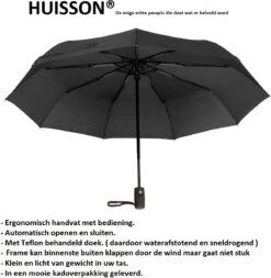 HUISSON Paraplu Stormparaplu Automatisch Uit En Inklapbaar Opvouwbaar Lichtgewicht 330 Gram Windproof Zwart -Buitenkampeeruitrusting 1170x1200 5
