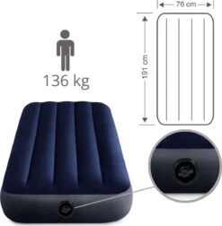 Intex Luchtbedset Intex Luchtbed - 1-Persoons - 76 X 191 X 25 Cm - Blauw + Intex Elektrische Pomp - 650 Liter/min + Hoeslaken Wit + Reparatieset -Buitenkampeeruitrusting 1175x1200 8
