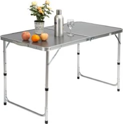 Casaria Campingtafel – Inklapbaar Verstelbaar - 120x60x70 Cm Grijs -Buitenkampeeruitrusting 1185x1200 1