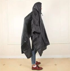 Regenponcho / Fietsponcho Herbruikbaar Voor Volwassenen ( Dames En Heren ) - 200x110cm - 100% Ripstop Polyester - Zwart -Buitenkampeeruitrusting 1186x1200 8