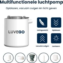 Luvego Luchtbed Pomp MINI PUMP - Oplaadbare Luchtbedpomp - 400LM Lantaarn - 3-in-1 -Buitenkampeeruitrusting 1190x1200 8