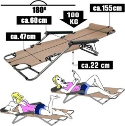 Ligstoel Opvouwbaar 155x60cm - Lichte Ligbed Relaxstoel Tuinstoel Campingstoel Strandstoel -Buitenkampeeruitrusting 1196x1200 9
