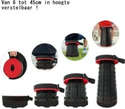 Kampeerkruk - Uitschuifbare Kruk - Rood/Zwart- Tot 120 Kg - Travel Stool - Opvouwbare Campingkruk - Inklapbaar Krukje - Telescopische Kruk - Camping - Outdoor -Buitenkampeeruitrusting 1200x1051 3