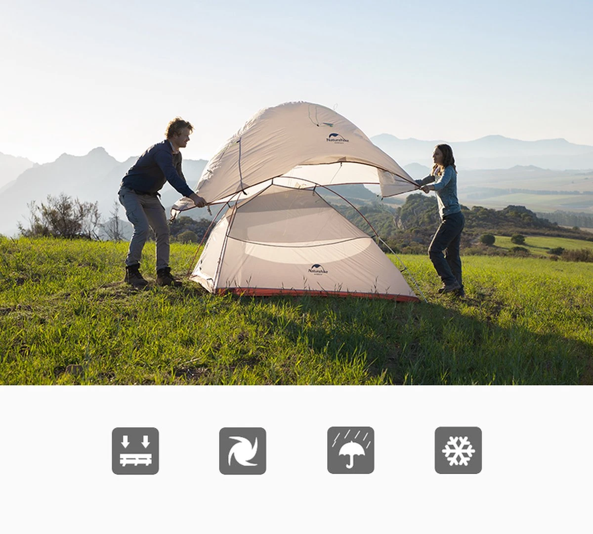 Cloud Up 3 Upgraded - Naturehike® - Tent 3 Persoons - Lichtgewicht Tent - Incl. Grondzeil - 20D 4000MM - Outdoor Kampeertent - Waterdicht - Hiking & Wandelen 9 Cloud Up 3 Upgraded - Naturehike® - Tent 3 Persoons - Lichtgewicht Tent - Incl. Grondzeil - 20D 4000MM - Outdoor Kampeertent - Waterdicht - Hiking & Wandelen - Afbeelding 7