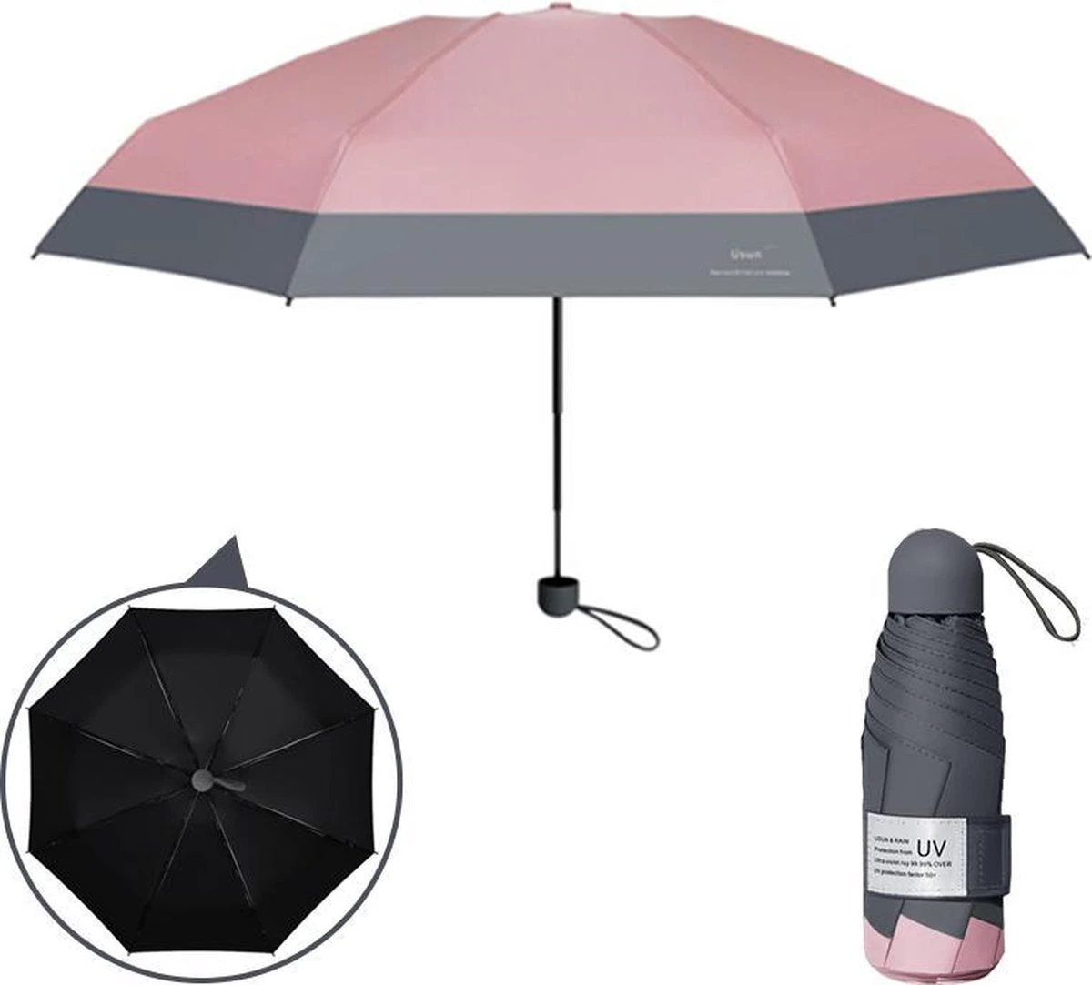 Merkloos TDR -Opvouwbare Paraplu -Windproof- Zonnescherm UV-SPF 50+compact En Draagbaar- Extra Sterk - Roze 3 Merkloos TDR -Opvouwbare Paraplu -Windproof- Zonnescherm UV-SPF 50+compact En Draagbaar- Extra Sterk - Roze