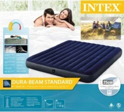 Intex Luchtbedset Intex Luchtbed - 2-Persoons - 183 X 203 X 25 Cm - Blauw + Intex Elektrische Pomp - 650 Liter/min + Hoeslaken Wit + Reparatieset -Buitenkampeeruitrusting 1200x1084 6