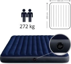 Intex Luchtbedset Intex Luchtbed - 2-Persoons - 183 X 203 X 25 Cm - Blauw + Intex Elektrische Pomp - 650 Liter/min + Hoeslaken Wit + Reparatieset -Buitenkampeeruitrusting 1200x1089 7