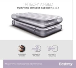 Bestway 3-in-1 Luchtbed - Connect - Zwart - 188x99cm - PVC/Polyester - Single, Double Single En Twin Opblaasbed - Tritech Materiaal - I-Beam Constructie -Buitenkampeeruitrusting 1200x1090 8
