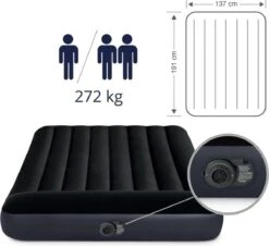 Intex Luchtbed - Twijfelaar - 137 X 191 X 25 Cm - Blauw - Met Ingebouwde Pomp, Hoeslaken Antraciet En Reparatieset -Buitenkampeeruitrusting 1200x1096 3