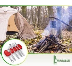 Roestvrij Staal Bestek (kampeerset) – Draagbare Reislepels, -vork En -mes Voor Festivals, Camping Of Trektochten - Wordt Geleverd Met Een Neopreen Draagtasje Met Een Lichtgewicht Flesopener -Buitenkampeeruitrusting 1200x1100