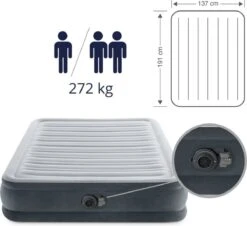 Intex Luchtbed - Twijfelaar - 137 X 191 X 33 Cm - Grijs - Met Ingebouwde Pomp, Hoeslaken Antraciet En Reparatieset -Buitenkampeeruitrusting 1200x1100 5