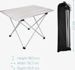 Navaris Campingtafel - Inklapbaar Campingtafeltje Van Aluminium - Opvouwbare Tafel Inclusief Draagtas - Picknicktafel - Zilver -Buitenkampeeruitrusting 1200x1120 1