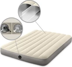 Intex Luchtbedset Intex Luchtbed - Twijfelaar - 137 X 191 X 25 Cm - Beige + Intex Elektrische Pomp - 650 Liter/min + Hoeslaken Zwart + Reparatieset -Buitenkampeeruitrusting 1200x1123 6