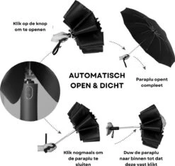 Tamarow™ Automatische Opvouwbare Paraplu - Omgekeerd Design - Windproof - Lichtgewicht - Reflectie - Omgekeerd Design - Roze -Buitenkampeeruitrusting 1200x1140 4