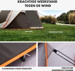Fly Lab Luxe Pop Up Tent - Kampeer Tent - Grijs/Oranje - 4 Persoons -Buitenkampeeruitrusting 1200x1141