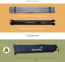 Skandika Ruka S Kleine Campingtafel – Campingtafels - Aluminium Campingtafel, Opvouwbaar, Zeer Licht, Eenvoudig Te Monteren, Stabiele Standaard - Opvouwtafel Voor Kamperen, Tenten Wandelen, Reizen, Thuis, Tuin – Tot Max. 20 Kg. - Grijs -Buitenkampeeruitrusting 1200x1143 2