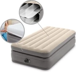 Intex Prime Comfort - Luchtbed - 1-Persoons - 99x191x51 Cm (BxLxH) - Grijs - Met Ingebouwde Motorpomp -Buitenkampeeruitrusting 1200x1144 16