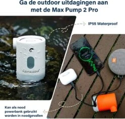 Flextail Gear Max Pump 2 Pro Luchtbedpomp - 4 In 1 - Luchtpomp, Lantaarn, Vacuümpomp, Noodpowerbank - Oranje -Buitenkampeeruitrusting 1200x1147 4