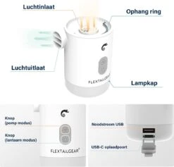 Flextail Gear Max Pump 2 Pro Luchtbedpomp - 4 In 1 - Luchtpomp, Lantaarn, Vacuümpomp, Noodpowerbank - Zwart -Buitenkampeeruitrusting 1200x1150 27