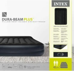 Intex Luchtbed - 2-Persoons - 152 X 203 X 42 Cm - Blauw - Met Pomp + Hoeslaken Wit + Reparatieset -Buitenkampeeruitrusting 1200x1150 29