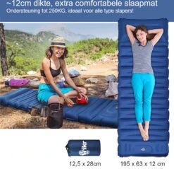 Hikr® Slaapmat 10cm+ Dikte - Comfortabel Luchtmatras - Zelfopblazend Met De Voet - TPU+40D Nylon - Slaapmatje Eenpersoons En Uit Te Breiden Tot Tweepersoons - Slaapmat Met Ingebouwde Pomp -Buitenkampeeruitrusting 1200x1159 3