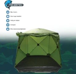 FisherPro WildLand Tent –comfortabele Vistent – Handige Strandtent – Compacte Festival Tent - Uitbreid Mogelijkheden Met Stormcover - Geschikt Voor 2 Personen -Buitenkampeeruitrusting 1200x1164 1
