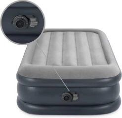 Intex Luchtbed - 1-Persoons - 99 X 191 X 42 Cm - Grijs - Met Pomp, Hoeslaken Zwart En Reparatieset -Buitenkampeeruitrusting 1200x1166 15