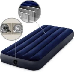 Intex Luchtbedset Intex Luchtbed - 1-Persoons - 76 X 191 X 25 Cm - Blauw + Intex Elektrische Pomp - 650 Liter/min + Hoeslaken Wit + Reparatieset -Buitenkampeeruitrusting 1200x1171 11