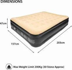 Merkloos Avenli 88030 Hoog Verhoogd Gevlokt Luchtbed | Queensize | Ingebouwde Pompen | Snelle En Gemakkelijke Inflatie -Buitenkampeeruitrusting 1200x1173 5