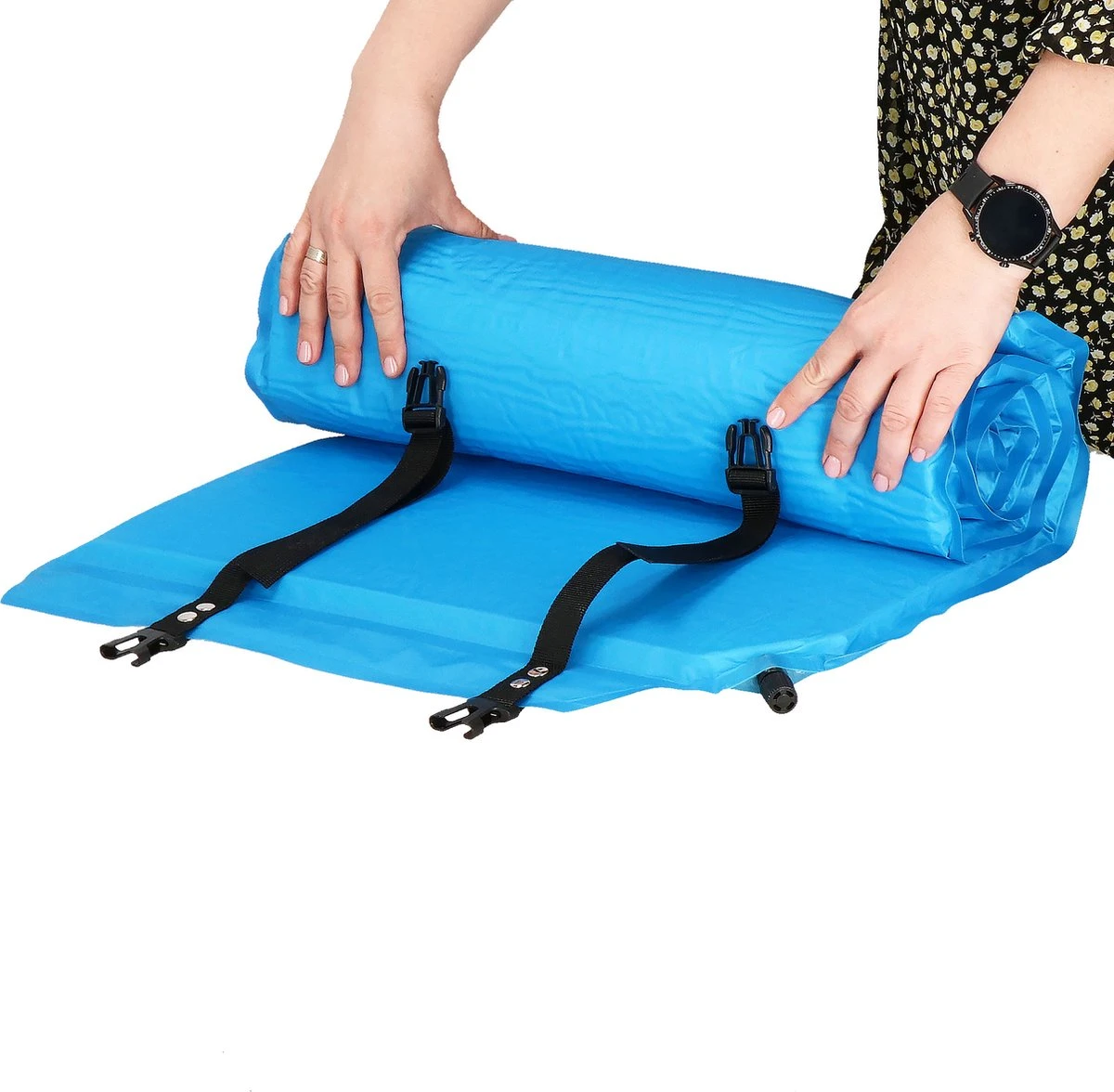 Springos Slaapmat | Zelfopblazend | 186 Cm | Inclusief Hoes & Hoofdkussen | Lichtblauw 7 Springos Slaapmat | Zelfopblazend | 186 Cm | Inclusief Hoes & Hoofdkussen | Lichtblauw - Afbeelding 5