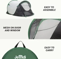 JEMIDI Tweepersoons Pop-up Tent - Opgooitent, Werptent Voor 2 Personen - Ideaal Als Festivaltent Of Kampeertent - Verschillende Kleuren -Buitenkampeeruitrusting 1200x1178