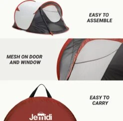 JEMIDI Tweepersoons Pop-up Tent - Opgooitent, Werptent Voor 2 Personen - Ideaal Als Festivaltent Of Kampeertent - Verschillende Kleuren -Buitenkampeeruitrusting 1200x1179