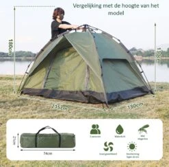 Sens Design Pop Up Tent - Tent - 2-3 Personen -Buitenkampeeruitrusting 1200x1180