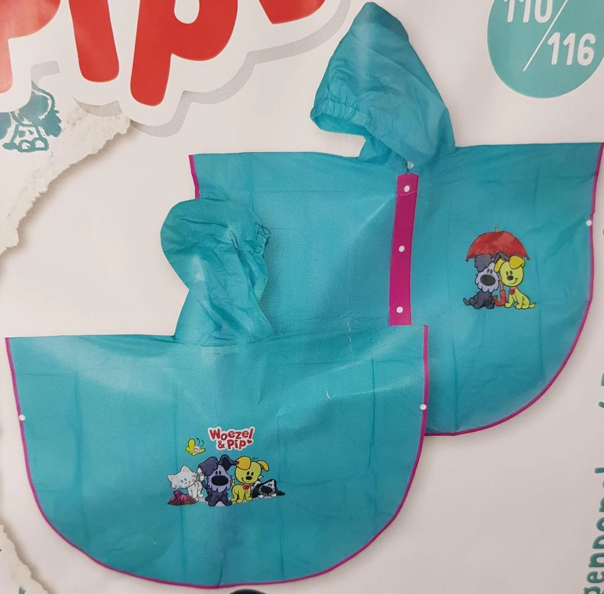 Woezel En Pip - Kinder - Regenjas - Regenponcho - Lichtblauw - Maat 110/116 - Leeftijd 5/6 Jaar 3 Woezel En Pip - Kinder - Regenjas - Regenponcho - Lichtblauw - Maat 110/116 - Leeftijd 5/6 Jaar
