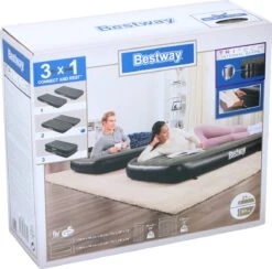 Bestway 3-in-1 Luchtbed - Connect - Zwart - 188x99cm - PVC/Polyester - Single, Double Single En Twin Opblaasbed - Tritech Materiaal - I-Beam Constructie -Buitenkampeeruitrusting 1200x1184 10
