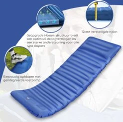 Hikr® Slaapmat 10cm+ Dikte - Comfortabel Luchtmatras - Zelfopblazend Met De Voet - TPU+40D Nylon - Slaapmatje Eenpersoons En Uit Te Breiden Tot Tweepersoons - Slaapmat Met Ingebouwde Pomp -Buitenkampeeruitrusting 1200x1186 8