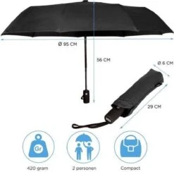 HK-Goodies- Automatische Stormparaplu - Paraplu - Automatisch, Opvouwbaar & Windproof Tot 100km P/u - Inclusief Beschermhoes - Ø 95 Cm - Extra Sterk - Dubbele Laag - Zwart 9 HK-Goodies- Automatische Stormparaplu - Paraplu - Automatisch, Opvouwbaar & Windproof Tot 100km P/u - Inclusief Beschermhoes - Ø 95 Cm - Extra Sterk - Dubbele Laag - Zwart -Buitenkampeeruitrusting 1200x1187 10