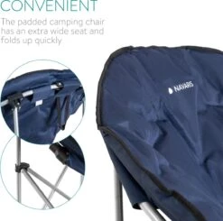 Navaris Klapstoel Met Draagtas - Campingstoel - Draagbare Stoel Voor Kamperen, Festivals En Vissen - Strandstoel - Inklapbaar - Donkerblauw -Buitenkampeeruitrusting 1200x1188