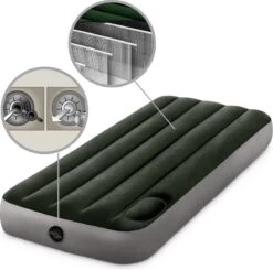 Intex Luchtbed - 1-Persoons - 76 X 191 X 25 Cm - Groen - Met Ingebouwde Voetpomp + Hoeslaken Wit + Reparatieset -Buitenkampeeruitrusting 1200x1189 12