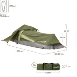 Where Tomorrow Solo Tent 220X80X50 Cm - Groen - 1 Persoons 11 Where Tomorrow Solo Tent 220X80X50 Cm - Groen - 1 Persoons -Buitenkampeeruitrusting 1200x1195