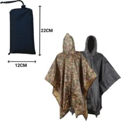 Regenponcho / Fietsponcho Herbruikbaar Voor Volwassenen ( Dames En Heren ) - 200x110cm - 100% Ripstop Polyester - Zwart -Buitenkampeeruitrusting 1200x1196 9