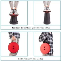 Kampeerkruk - Uitschuifbare Kruk - Rood/Zwart- Tot 120 Kg - Travel Stool - Opvouwbare Campingkruk - Inklapbaar Krukje - Telescopische Kruk - Camping - Outdoor -Buitenkampeeruitrusting 1200x1198 3